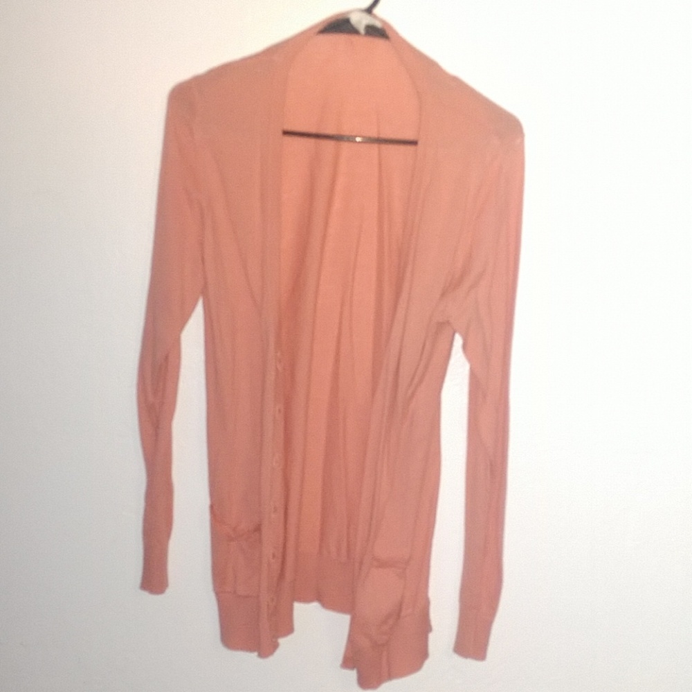 Coral button-up cardigan